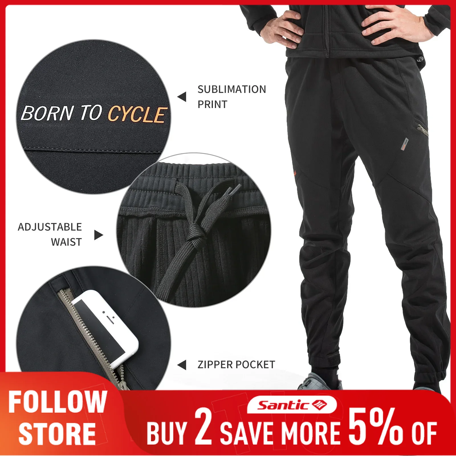 Cycling Commute Pants - Santic pantalon de cyclisme décontracté hommes